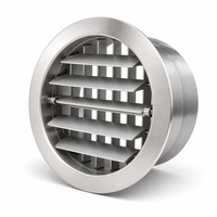 Grille d'aération ronde moderne en acier inoxydable de 200 mm, résistante à la corrosion, à double déflection avec contrôle du volume