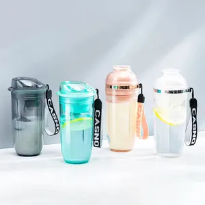 Gym Fitness Sports Water Bottle Protein Powder Nutrition Milkshake Mixing Shaker Cup with Wire Whisk Balls