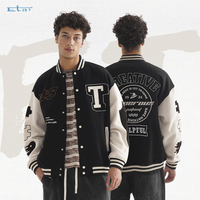 Vestes Letterman de baseball en coton avec broderie et logo personnalisé Etai Veste universitaire vintage en cuir vierge à manches pour hommes