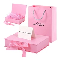 Boîte rigide, sac à main, emballage de bougie avec ruban, fermeture magnétique, boîtes cadeaux pliantes, ensemble de grandes boîtes cadeaux, boîtes roses pour l'emballage