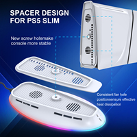 Support de refroidissement RGB pour PS5/PS5 Slim/PS5 Pro avec double ventilateur, station de refroidissement avec éclairage RGB intégré