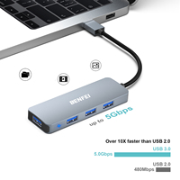 BENFEI Hub USB-C 3.0 4 ports ultra-fin en alliage d'aluminium compatible avec les ordinateurs portables MacBook Pro 2022/2021/2020/2019 iPhone 15 Neuf