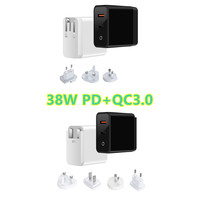 Cargador Rápido GaN de Doble Puerto Tipo C USB QC 3.0 35W 38W PD para iPhone 12 13 14 15 16 17
