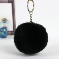 2024 moins cher mode lapin en peluche boule porte-clés chaîne en métal moelleux fourrure fausse boule fourrure pompons porte-clés à vendre