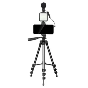 Factory price manen KIT-05LM video shooting tripod LED light Phone gimbal with microphone