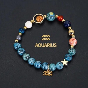 Pulseras de Cuentas de Piedra de Lapislázuli Azul con Manchas Negras de Ocho Planetas <span class=keywords><strong>y</strong></span> Doce Constelaciones Daisy <span class=keywords><strong>Y</strong></span>, Venta Caliente, al por Mayor - Product Image 3