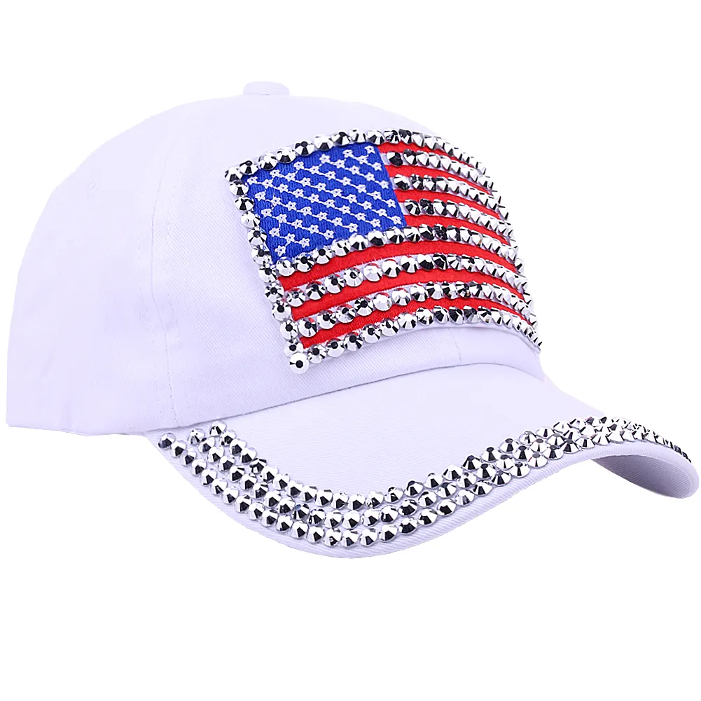 愛国心が強いアメリカ国旗野球帽USAラインストーンブリンブリンスパークルハット男性女性用7月4日夏のサンキャップ