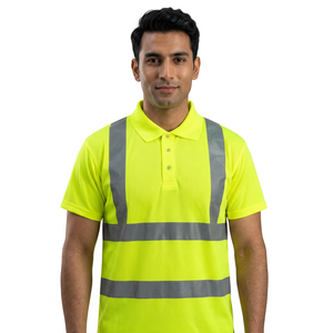 Camisetas Polo de Manga Corta de Poliéster/Algodón Reflectantes de Alta Visibilidad con Logotipo Personalizado para Construcción - Product Image 1