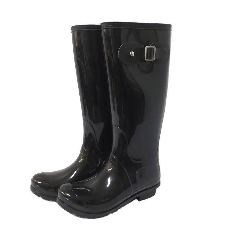 fashion women pvc rain boots with buckle