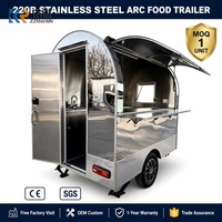 Chariot de restauration mobile en acier inoxydable KN-FR220B avec évier à eau chaude/froide et réfrigérateur double température pour cuisine de rue