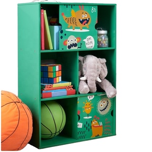 Étagère à livres en bois pour enfants Toffy & Friends Monsters, 3 niveaux avec 2 portes coulissantes - Product Image 1