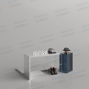 Solution d'aménagement de magasin Kainice : Rails, comptoirs îlots, présentoirs de magasin, présentoirs de table en métal et acrylique pour boutique de vêtements pour hommes - Product Image 3
