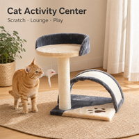 Arbre à chat compact en gros avec poteau à gratter en sisal, planche à gratter incurvée et perchoir rond en peluche pour chats d'intérieur
