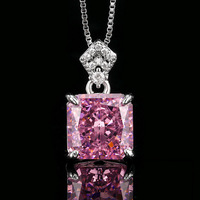 Parure de bijoux pour femme : boucles d'oreilles, bague et pendentif en diamant haute teneur en carbone, serti carré, coupe fleur de glace, luxe léger et tendance