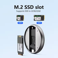 Kotak Penyimpanan Data SSD Magnetik M.2 NVME USB 3.1 Tipe-C 10Gbps Berkualitas Tinggi dengan Slot 2230 2242 untuk Ponsel