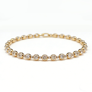 18K <b>Solid</b> <b>Gold</b> Lab Grown Tennis & Bubble Bracelet 3.8CT IGI Certified Brilliant Cut Unisex Luxury Wedding Gift Parties DKB250810 - Product Image 1