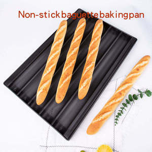 Plateau à baguettes rectangulaire en aluminium antiadhésif de haute qualité, facile à démouler, noir, 600x400mm, plateau à pain français - Product Image 3