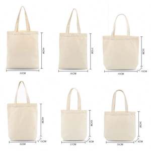 Sac fourre-tout en toile de coton personnalisé en gros, blanc uni, réutilisable, avec logo imprimé personnalisé - Product Image 4
