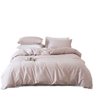 Pure Cotton 40 Thread Count <b>Bedding</b> <b>Set</b> Solid Color Breathable Four Piece Duvet Cover Sheet Pillowcase Minimalist Style - Product Image 1