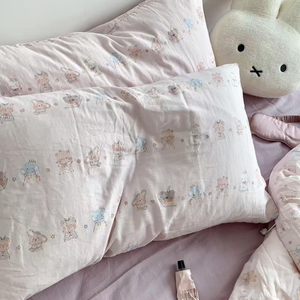 100% Cotton <b>Double</b> Layer Yarn Four-Piece Set Pure Cotton Class A Breathable Duvet Cover And <b>Sheet</b> <b>For</b> Mothers And Babies Summer - Product Image 3