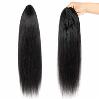 Queue de cheval à clipser 100% cheveux humains Yaki lisses, cheveux humains Remy véritables