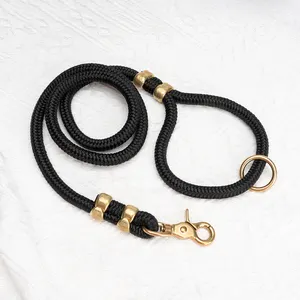 Hanyang OEM Custom Design Ultra Soft Comfortable Black Gold Silver Dog Hook Training Rope Dog Leash for Small Medium Large Dogs