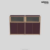 Armoire de rangement NORYA Nano Surface en bois de hêtre massif avec compartiment vitré, meuble de salon en bois