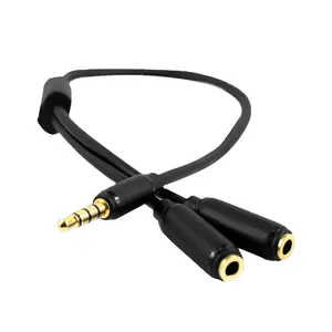 Precio de fábrica 3,5mm macho a hembra cable de extensión de audio 0,25 m 3,5mm Cable de extensión HiFi negro divisor de audio 3,5mm