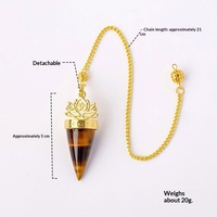 Pendentif en cristal naturel conique en forme de balle, motif lotus doré, pour accessoires énergétiques de yoga et de méditation