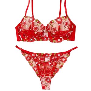 Lencería: Popular conjunto de lencería sexy 2026 de Europa y América, con malla, bordado en forma de corazón, puro - Product Image 5