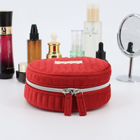Pochette de maquillage portable OEM en velours doux avec fermeture éclair pour usage quotidien féminin – Vente en gros