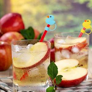 Cubierta de silicona reutilizable para pajita con diseño de pato colorido y patito lindo, protector de punta de pajita de 10 mm/0.4 pulgadas, estilo animal en colores pastel - Product Image 5