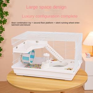 Luxe Double Villa Hamster Cage 47 Base Golden Bear Hamster Nid Ensemble Complet en Acier pour Petits Animaux Chiens avec Bouton Animal - Product Image 2
