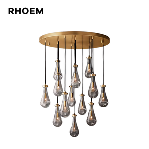 Lustre rond en verre RHOEM pour villa, salon, lustre RH, éclairage décoratif, lustre de luxe pour la maison - Product Image 1