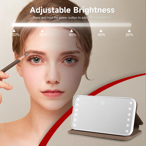 Miroir de maquillage compact portable rechargeable à LED rose avec éclairage à 3 couleurs réglables pour les voyages - Product Image 3