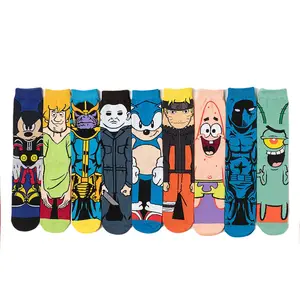 Calcetines divertidos de algodón peinado para hombre, medias de vestir con personajes de dibujos animados y dibujos animados, venta al por mayor