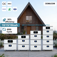 Paket Baterai Lithium LiFePO4 15kW 10-20kWh yang Dapat Ditumpuk 48V 200-314Ah AC All-In-One untuk Peralatan Rumah Tangga Off-grid Bersertifikasi CE ROHS 6000