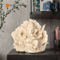 Figurine d'éléphant Ganesha en résine personnalisée de haute qualité Sculpture de décoration de la maison en couleur ivoire prix d'usine en gros