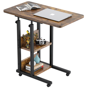 Table d'appoint portable en forme de C de 32 pouces à hauteur réglable avec table d'extrémité Table de canapé à roulettes pour ordinateur portable mobile avec roues - Product Image 1