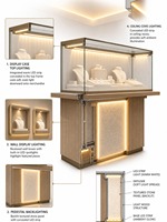 Vitrine de présentation clé en main pour bijouterie, design personnalisé, couleur or rose, éclairage LED, design d'intérieur, vente en gros