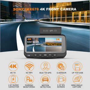 Cámara para Auto 4K de Doble Lente Delantera y Trasera con GPS, Sensor SONY STARVIS2, WiFi 5G Integrado, Visión Nocturna, 1 Año de Garantía ZD72S - Product Image 3