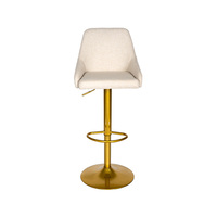 Tabouret de bar pivotant à hauteur réglable en tissu, finition peinture dorée