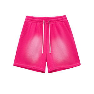 Short en éponge délavé à l'acide Pantalon de jogging en coton à ourlet brut pour homme en polaire unie déchirée Streetwear - Product Image 1