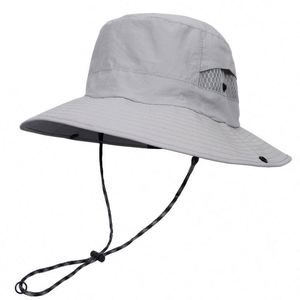 Striped Quick Drying Nylon Fisherman Outdoor Hiking Fishing Travel <b>Hat</b> Drawstring Closure Large Eave Sun Protection All-Season - Product Image 2