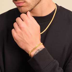 <span class=keywords><strong>Bracelet</strong></span> Chaîne Maille Cubaine Miami en Acier Inoxydable Plaqué Or Véritable 18K, Robuste, Étanche, 3mm 5mm, Bijoux Cadeaux pour Hommes et Femmes - Product Image 3