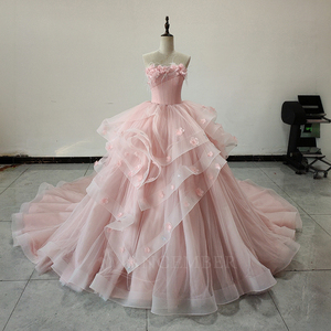ชุดเดรสออกงาน Quinceanera สีชมพูอ่อนหรูหรา รุ่น Spjy003 ผ้าซาติน แต่งดอกไม้ 3 มิติ ระบายผ้าทูลล์ทรงบอลกาวน์เจ้าหญิง - Product Image 3