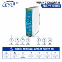 32.5mm Ultra Dar 75W DIN Raylı Güç Kaynağı 12V 24V 48V AC DC Dönüştürücü Endüstriyel SMPS EDR-75