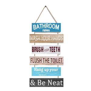 American Art Deco Bathroom Rule Quotes Plaque Home Family Bath Placard Decor Custom Hanging Wooden Wall Sign Customized Color