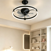 Ventilateur de plafond LED moderne à double anneau, moteur DC, 5 pales, montage encastré, intensité variable, pour salon, chambre et salle à manger