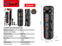 Commande en gros de haut-parleurs karaoké extérieurs en plastique ultra-puissants ZQS8301 8 pouces avec lumières LED disco pour home cinéma, DJ et événements